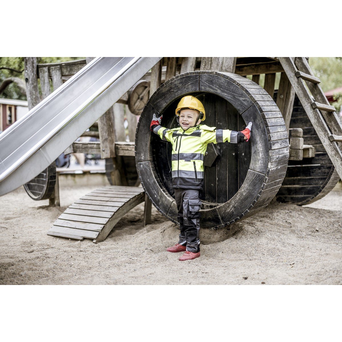 NITRAS MOTION TEX KIDS, jól látható softshell kabát, neon sárga / fekete