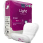 Egy csomag ABENA Light Mini 1, Premium az Abena Re-Seller GmbH-tól 20 betétet tartalmaz enyhe inkontinenciára. Elöl egy betét van ábrázolva. A lila-fehér csomagolás termékrészleteket és márkalogókat mutat.