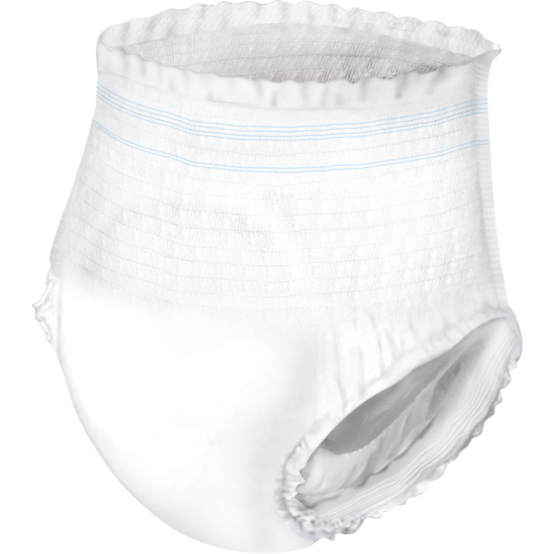 Az ABENA Pants XS1, Premium | Csomag (24 darab) az Abena Re-Seller GmbH-tól egy eldobható felnőtt nadrág rugalmas derékkal és világoskék vonalakkal, amelyet az optimális inkontinencia ellátásra fejlesztettek ki. Egyszínű háttéren ábrázolva.