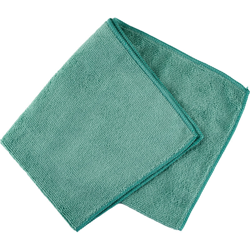 Az ENA Natura mikroszálas kendő (40x40 cm) az Abena Re-Seller GmbH-tól tisztán összehajtva fehér alapon. A varrott szélek és a puha, texturált felület csíkmentes tisztítást biztosítanak, így hibátlan eredményeket nyújtanak.