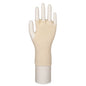 A pamut ujjatlan kesztyűk, egyméretes | (24 darabos) csomag az Abena Re-Seller GmbH-tól egy fehér kézbábon látható, és a csuklót és a tenyért takarja - ideális érzékeny kezekre, miközben az ujjak szabadon maradnak.