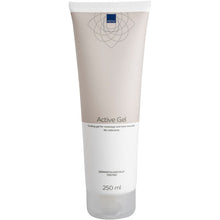 Aktiv gél, 250 ml-es tubus az Abena Re-Seller GmbH-tól: fehér és bézs kék logóval, bőrgyógyászatilag tesztelt, hűsítő gél izomregenerációhoz, nem tartalmaz színezékeket. Csomagolás (1 darab).