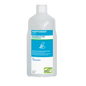 Eine 1-Liter-Klarsichtflasche der Dr. Schumacher GmbH mit der Aufschrift "Dr. Schumacher Aseptoman® med Händedesinfektion", mit blauen und grünen Akzenten und weißem Verschluss, enthält alkoholisches Händedesinfektionsmittel zur hygienischen Händedesinfektion.