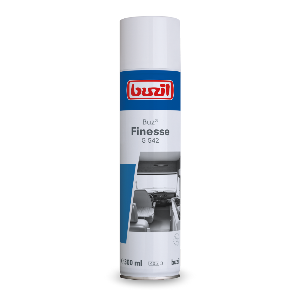 A Buzil Buz® Finesse G 542, egy használatra kész bútor- és speciális ápolószer egy 300 ml-es palackban a BUZIL-WERK Wagner GmbH & Co. KG-tól, tökéletesen alkalmas tisztítási és ápolási feladatokra. Különösen alkalmas bútorápolásra, és speciális ápolást nyújt antisztatikus hatással, hogy a felületek hibátlanok és pormentesek maradjanak.