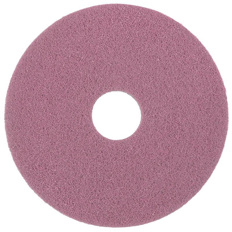 A Diversey Deutschland GmbH & Co. OHG Diversey Twister Pad Pink vinylpadlóhoz egy kerek, rózsaszín tisztítópárna középső lyukkal és durva textúrával, ideális kemény tisztítási munkákhoz vinylpadlón mikroszkopikus gyémántokkal.