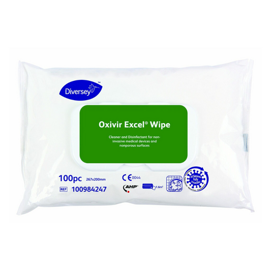 Diversey Oxivir® Excel törölje le a fertőtlenítő törölközőket, széles effektusokkal | Csomag (100 törülköző)