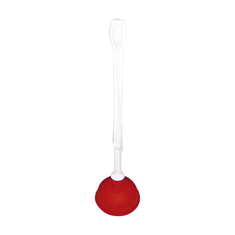 A Haug Bürsten KG FEHÉR MŰANYAGNYÉLLEL, GUMIVAL, ø 135X515MM CSORGÓSZÍVÓ függőlegesen, piros gumifejjel és hosszú fehér műanyag nyéllel van ábrázolva egy egyszerű fehér háttér előtt.