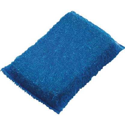 A képen egy téglalap alakú kék ABRAZÍV SZIVACS, KICSI, PP, KEMÉNY (130x85x30mm) látható a Haug Bürsten KG-tól, strukturált felülettel a hatékony konyhai tisztítás érdekében fehér háttéren.