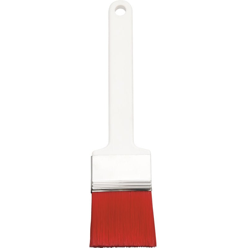 A FLACHPINSEL, PBT PIROS HEGYEZETT, ø 0,25MM a Haug Bürsten KG-tól fehér nyéllel, ezüst foglalattal és piros PBT-sörtékkel rendelkezik - ideális finom festési és lakkozási munkákhoz. Egyszerű fehér háttéren ábrázolva.