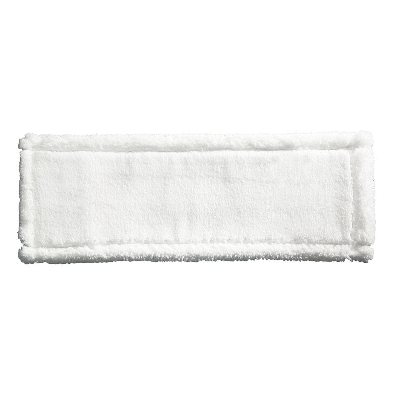 Egy téglalap alakú, fehér WISCHBEZUG POLYESTER 400MM tisztítópárna 100% mikroszálból a Haug Bürsten KG-tól egy egyszerű fehér háttér előtt van ábrázolva.