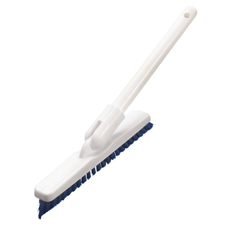 A Haug Bürsten KG FUGENBÜRSTE rövid nyéllel kemény kék 0,60 mm-es PP-sörtékkel és fehér téglalap alakú nyéllel (220x35x25mm) rendelkezik, akasztólyukkal, ideális felületek súrolására.