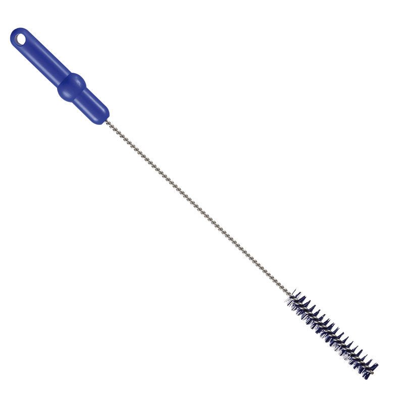 A Haug Bürsten KG ROHRBÜRSTE, Ø 0,50MM HART 500XØ 20MM fekete sörtékkel és hosszú sodrott fém szárral rendelkezik, ideális szűk palackok vagy tubusok tisztításához.