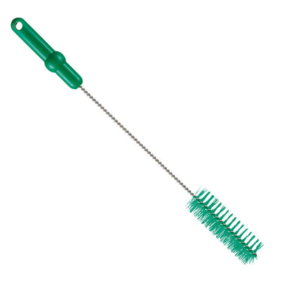 A Haug Bürsten KG ROHRBÜRSTE, ø 0,50MM KÖZEPES, 500Xø40MM zöld fogantyúval, merev sörtékkel és hosszú csavart fém nyéllel rendelkezik a hatékony tisztítás és csőkarbantartás érdekében szűk tartályokban.