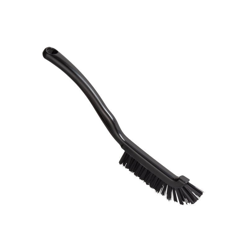 A Haug Bürsten KG FUGENBÜRSTE, átmérője 0,50MM KEMÉNY (220x15x19mm), robusztus sörtékkel és hosszú, enyhén ívelt nyéllel rendelkezik, amely tökéletes a felületek súrolásához; átlósan fehér alapon ábrázolva.