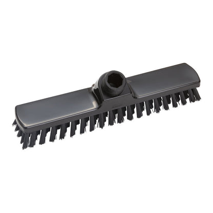 Der WISCHER ø 0,50 mm hart (280x50x26 mm) von Haug Bürsten KG ist ein schwarzer Besenkopf mit steifen Borsten und zentralem Stielansatz, ideal für harte Reinigungsaufgaben.