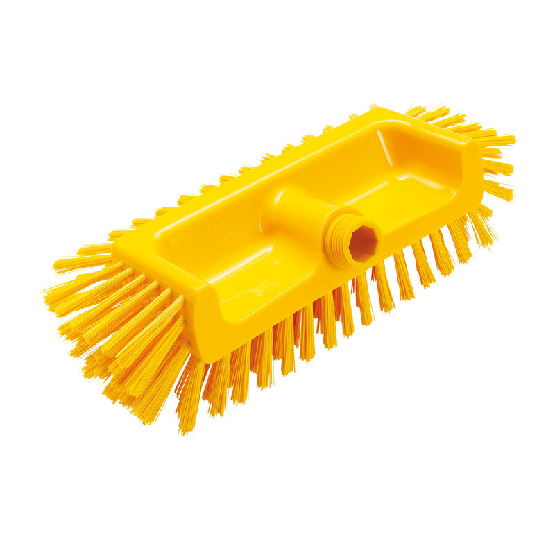 Der ECKENSCHRUBBER ø0,50MM MITTEL (320x125x40-50mm) von Haug Bürsten KG ist ein rechteckiges Reinigungswerkzeug mit festen Borsten rundum und Gewindeloch - ideal für schwer zugängliche Ecken.