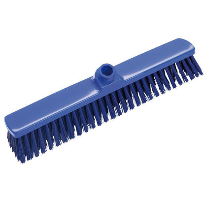 A GROßRAUMBESEN 400x60x50mm a Haug Bürsten KG-tól egy kék seprűfej merev sörtékkel és központi csonkkal, ideális nagy területek tisztítására. A téglalap alakú seprű fehér háttér előtt van ábrázolva.