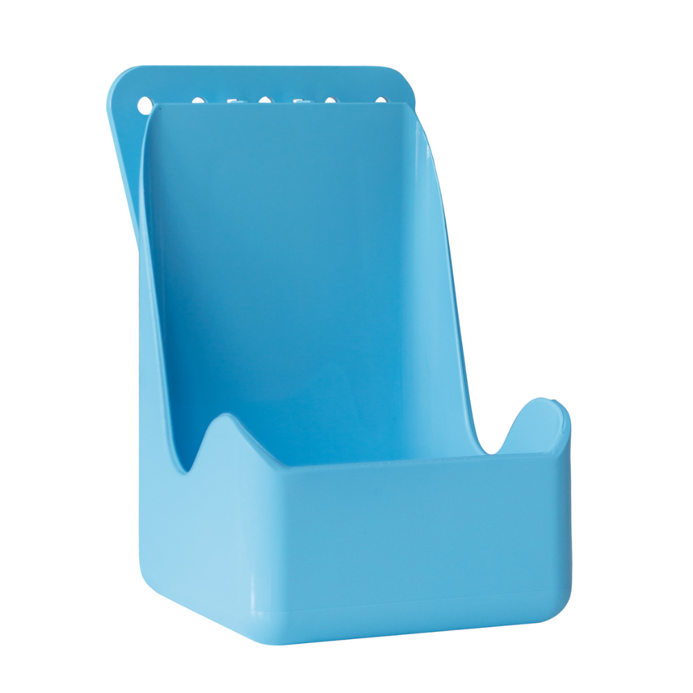 A Paul Hartmann AG falra szerelhető kéztartó, amely 500 ml-es palackokhoz illeszkedik, kék színű, 2 darabos csomagolásban, magas hátú és nyitott elülső részű műanyagból készült; ideális kézfertőtlenítő tárolására; tartalmazza a rögzítőanyagot.