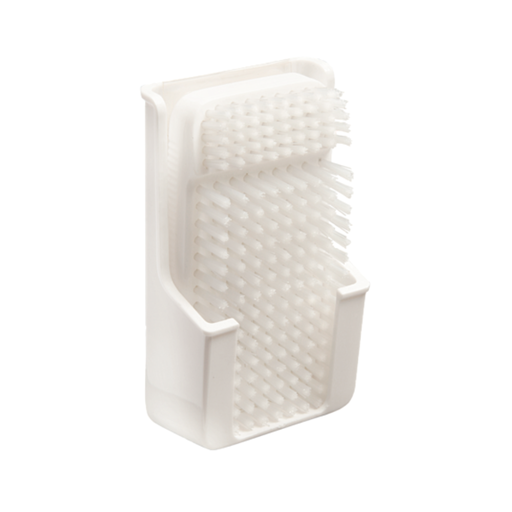 Bemutatjuk a Haug körömkefét tokkal, egy fehér kéz súrolókefét a Haug Bürsten KG-tól. Ez a téglalap alakú kefe makacs szennyeződések eltávolítására lett kifejlesztve, sűrűn csomagolt sörtékkel és stabil fogantyúval rendelkezik a biztos fogás érdekében, így tökéletesen alkalmas különböző felületek fáradságmentes tisztítására.