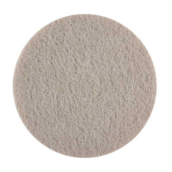 Abgebildet ist ein rundes, flaches Kiehl Litho-Pad 4.0 17 Zoll (43,2cm) der Johannes Kiehl KG mit hellgrauer, strukturierter Oberfläche von oben; ideal für die professionelle Reinigung. Die Packung enthält 5 Stück.