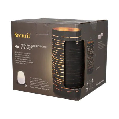 Papstar Securit® gyertyatartó Ø 8 cm x 15 cm fekete/arany