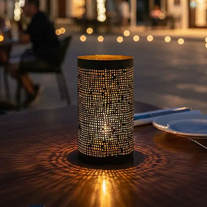 Papstar Securit® gyertyatartó Ø 8 cm x 15 cm fekete/arany