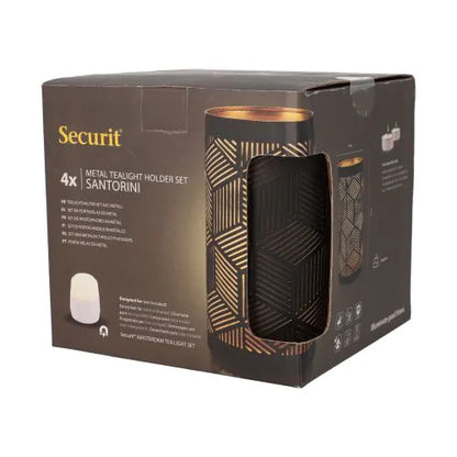 Papstar Securit® gyertyatartó Ø 8 cm x 15 cm fekete/arany