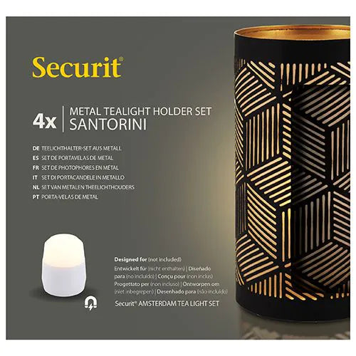 Papstar Securit® gyertyatartó Ø 8 cm x 15 cm fekete/arany