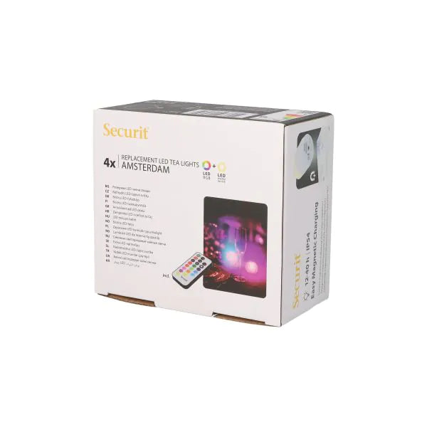 Papstar Securit® 4 LED tealámpák utántöltő csomag Ø 4 cm x 5 cm "Amsterdam" világítási idő 12-40 óra