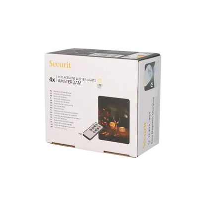 Papstar Securit® 4 LED tealámpák utántöltő csomag Ø 4 cm x 5 cm "Amsterdam" világítási idő 12-40 óra