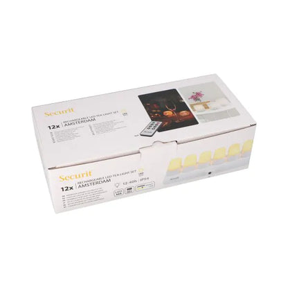 Papstar Securit® 12 LED-es tealámpák töltőállomás Ø 4 cm x 5 cm "Amsterdam" világítási idő 12-40 óra