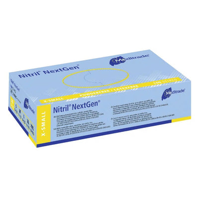 Meditrade nitril kesztyű NextGen® EN 455, por -mentes, kék, 100 darab.