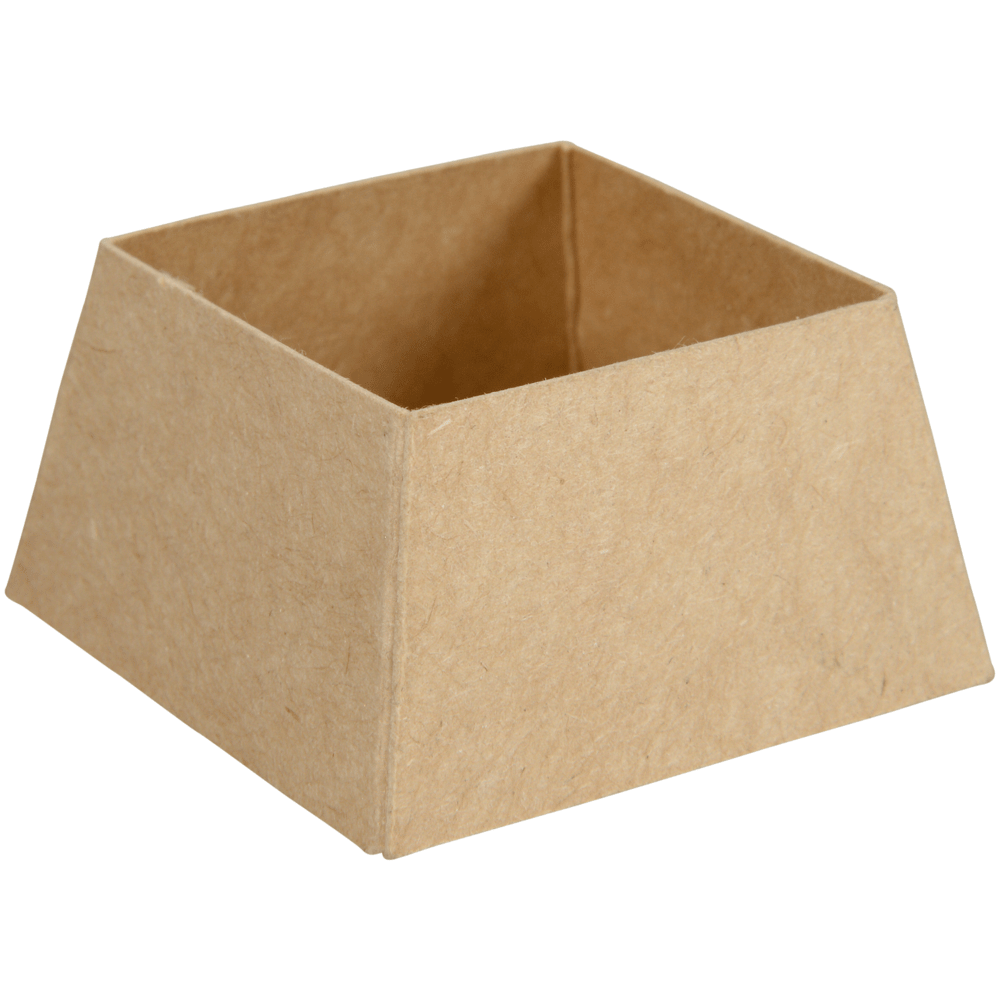 Egy egyszerű, barna Kraft tojástartó (45 x 35 mm) az Abena Re-Seller GmbH-tól, fehér háttér előtt fényképezve. Csomag 100 darabbal.