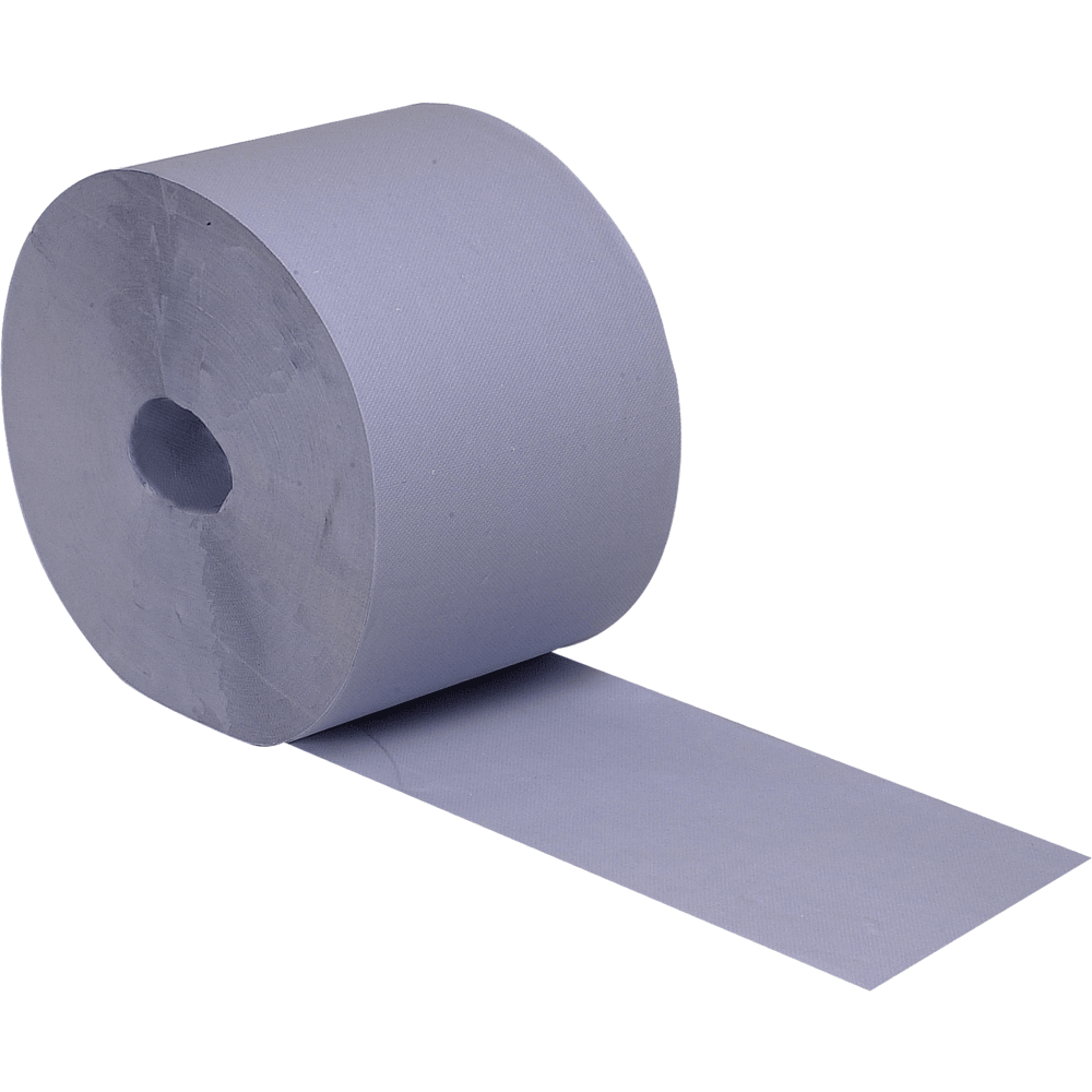 A képen egy nagy, 2-rétegű kék műhelytekercs látható (21,2 cm x 360 m) az Abena Re-Seller GmbH-tól, enyhén texturált felülettel és a tekercs egy részével, amely elöl laposan le van tekerve; kapható kartonban, 2 csomaggal.