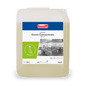 Egy 10 literes BUZIL-WERK Drizzle® Green Concentrate olaj- és zsírlemosó színtelen-halványsárga, termékinformációs címkével, utántöltési szimbólummal és egy monokróm nagykonyhai képpel.