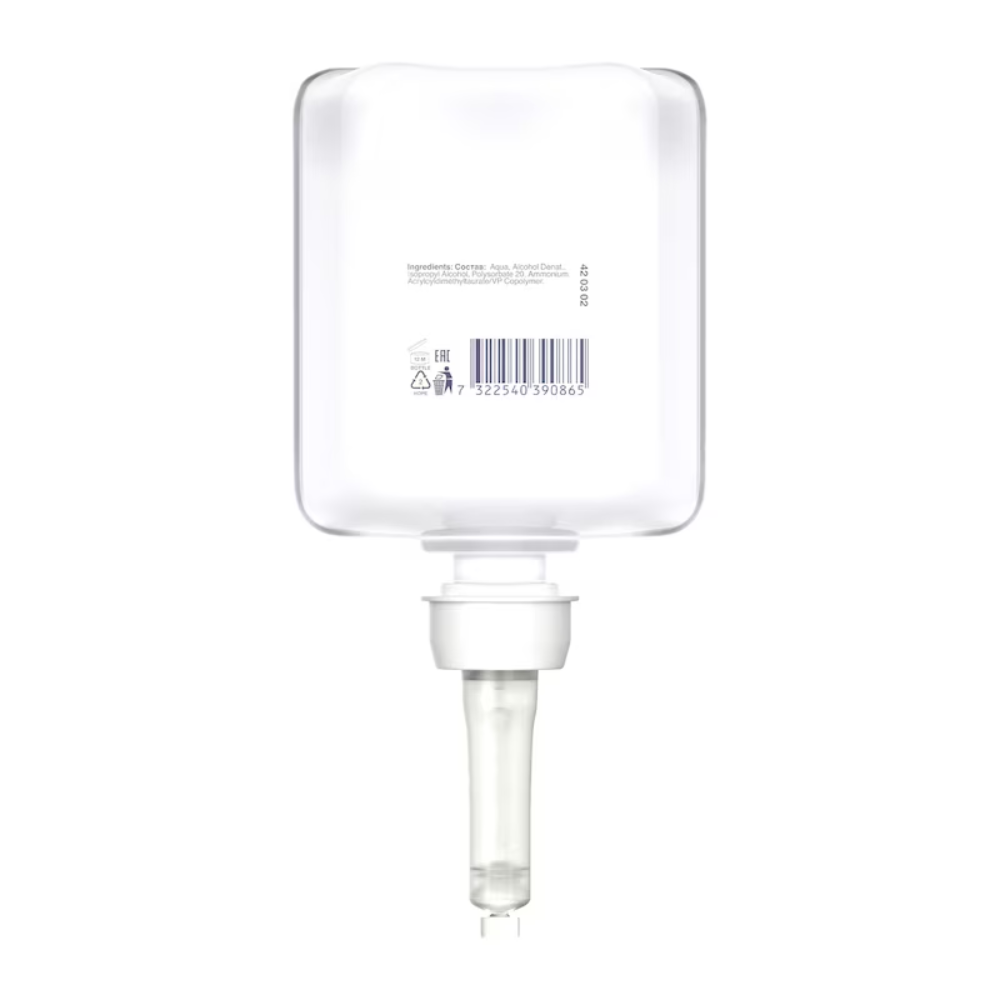 A Tork 420302 Premium WC-ülőke tisztító a TORK – Essity Professional Hygiene Germany GmbH-tól átlátszó, téglalap alakú palackkal van felszerelve, amely alul pumpafúvókával rendelkezik az optimális higiénia biztosítása érdekében. Minden palack vonalkódot és egy szöveges címkét tartalmaz részletes összetevőkkel és használati utasítással, így hatékonyan megakadályozza a keresztszennyeződéseket minden használat során.