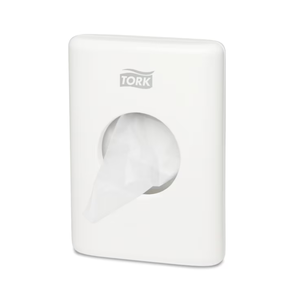 A Tork 566000 Elevation B5 higiéniai zacskó adagoló, amely falra szerelésre lett tervezve, elegánsan mutatja be a „TORK – Essity Professional Hygiene Germany GmbH“ márkát a tetején. Egy zacskó részben a központi nyílásból húzható ki, ami növeli a kényelmet és a stílust a helyiségében.
