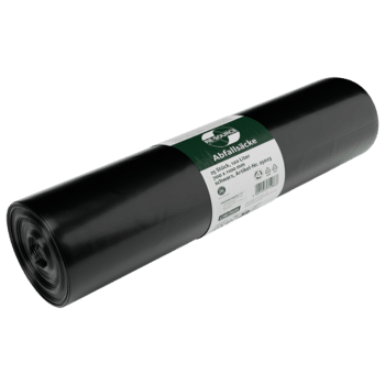 A képen egy DEISS 25023 szemeteszsák tekercs látható (700x1100 mm, 100-as típus, fekete, 15 darab) az EMIL DEISS KG (GmbH + Co.)-től, fehér-zöld középcímerrel, világosszürke háttéren.