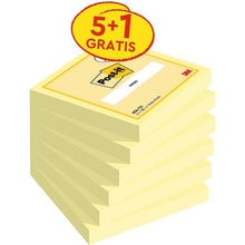 Post-it® jegyzetek, sárga, 76 mm x 76 mm, promóció, 100 lap/tömb, 5 lap + 1 ingyenes/csomag, 100% PEFC, SGSCH-PEFC-COC-110078 | Csomag (6 db)