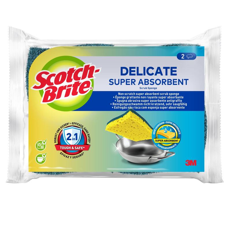 Scotch-Brite® Finom, karcmentes, természetes szálas tisztítószivacs, 10 db-os csomag - Nagy nedvszívó képességű szivacs, ideális a mindennapi tisztítási feladatokhoz | Kartondoboz (1 db)